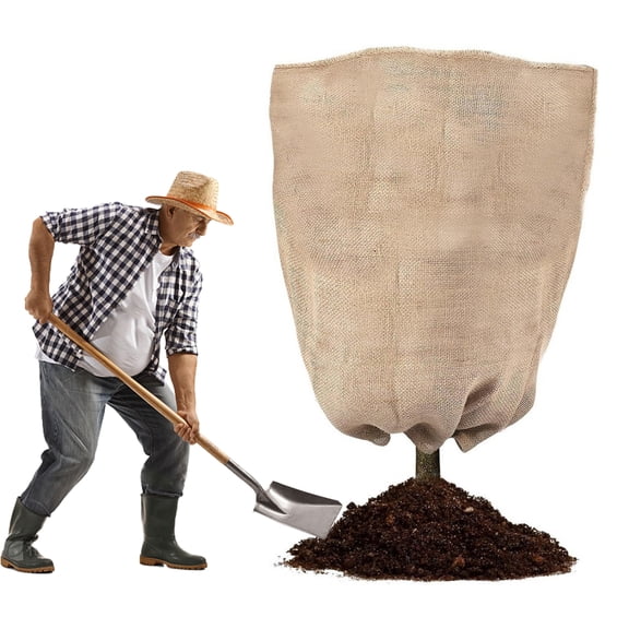 Burlap Winter Plant Cover Freeze Protection Plant Bag with Drawstring Reusable Frost Blanket Tree Protector for Garden Bushes Small Trees