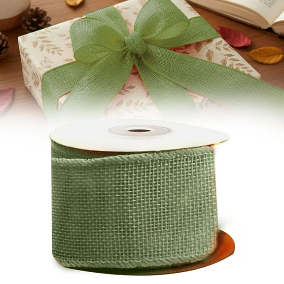 Burlap Wired Edge Ribbon,1.57 inch x 5 Yards,Ideal for Crafting,Gift Wrapping,Big Bow,Wreath,Christmas Tree,and Rustic Wedding Decorations(Green)