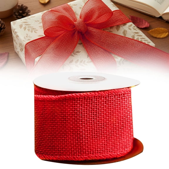 Burlap Wired Edge Ribbon,1.57 inch x 5 Yards,Ideal for Crafting,Gift Wrapping,Big Bow,Wreath,Christmas Tree,and Rustic Wedding Decorations(Red)