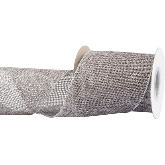 Burlap Wired Edge Ribbon 4 inch x 10 Yards, Metal Grey, Ideal for Crafting, Gift Wrapping, Wreath, Christmas Tree, and Rustic Wedding Decorations