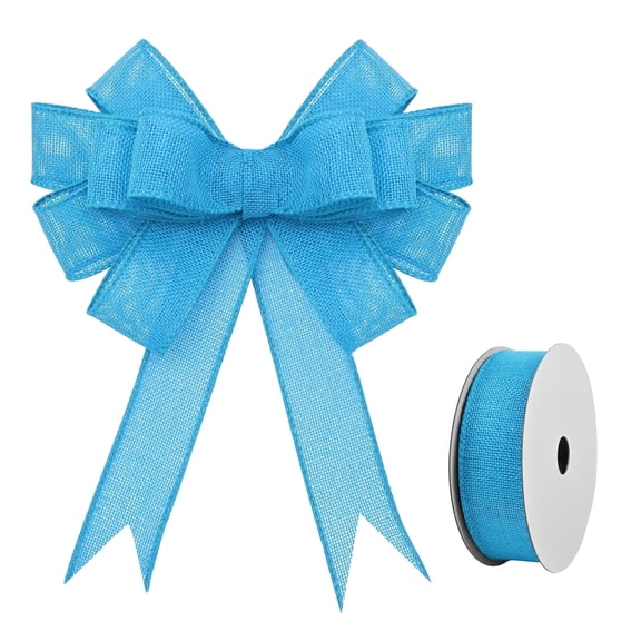 Burlap Wired Ribbon 1-1/2 Inch X 10 Yard Wired Ribbon for Gift Wrapping Wedding Decor Crafts Burlap Wreath Bow Christmas Tree Sky Blue