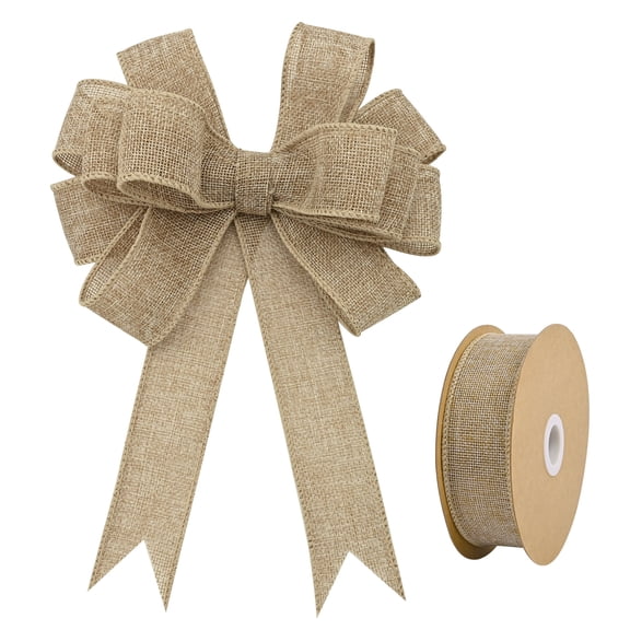 Burlap Wired Ribbon 1-1/2 Inch X 10 Yard Wired Ribbon for Gift Wrapping Wedding Decor Crafts Burlap Wreath Bow Christmas Tree Natura
