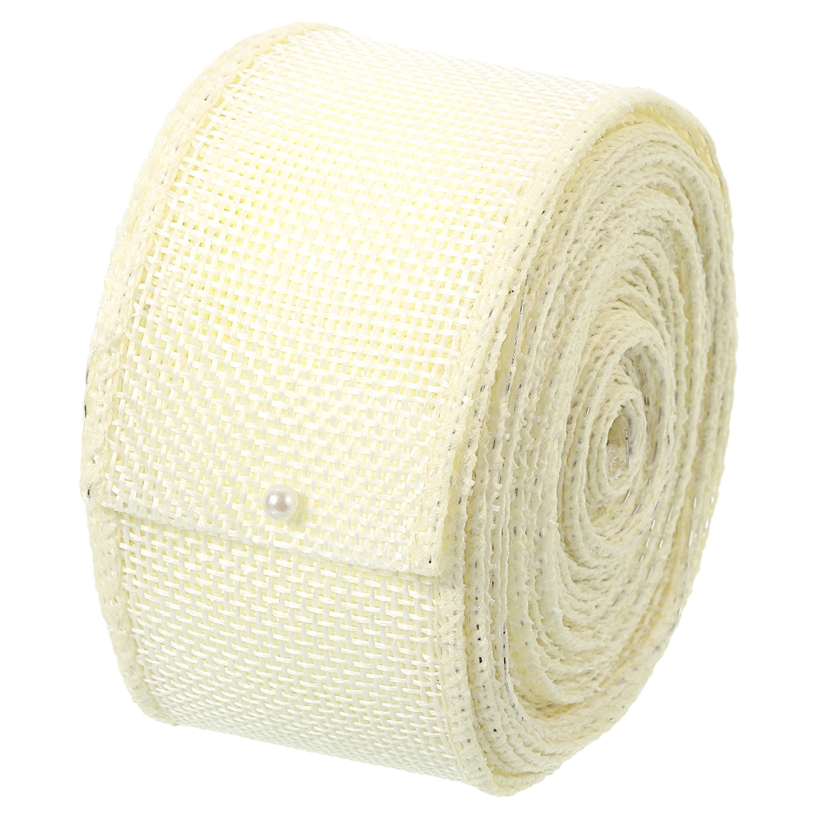 Burlap Wired Ribbon, 1-1/2 Inch x 10 Yards Beige Fabric Ribbon Roll ...