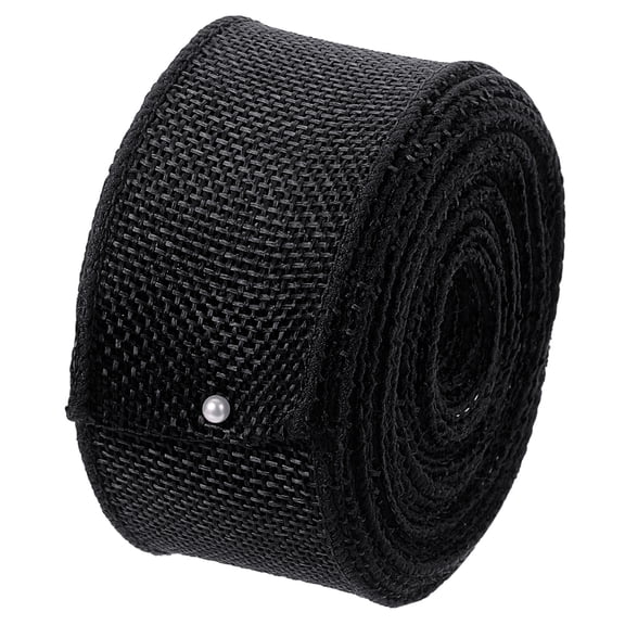Burlap Wired Ribbon, 1-1/2 Inch x 10 Yards Black Fabric Ribbon Roll, Wire Edge Ribbon Decor
