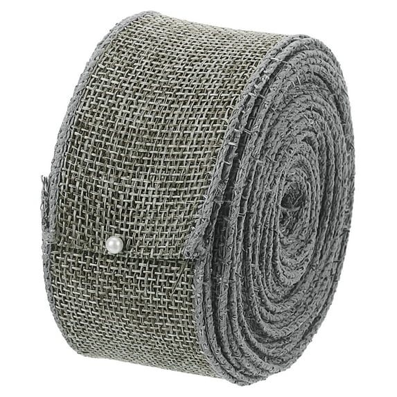 Burlap Wired Ribbon, 1-1/2 Inch x 10 Yards Grey Fabric Ribbon Roll, Wire Edge Ribbon Decor