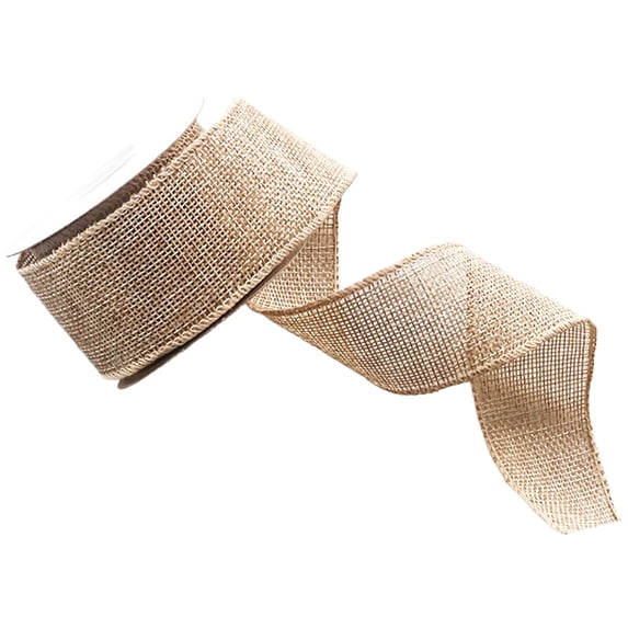 Burlap Wired Ribbon,1.57 Inch X 4.92 Yards Wired Edge Ribbon,Christmas Wrapping Ribbons,Burlap Tree Wrap Ribbons,Linen Wired Ribbon for Christmas Craft Diy Wrapping Wreath Holiday Party Decor