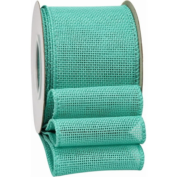 Burlap Wired Ribbon 2-1/2 Inch, Solid Ribbon with Wire Edge for Party Decoration, Big Bow, Outdoor Wreath, Gift Wrapping, 10 Yards/Roll.(Mint)