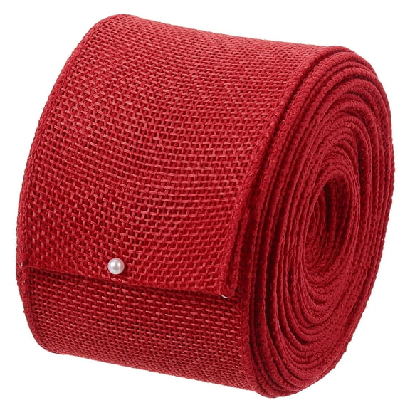 Burlap Wired Ribbon, 2-1/2 Inch x 10 Yards Red Fabric Ribbon Roll, Wire Edge Ribbon Decor