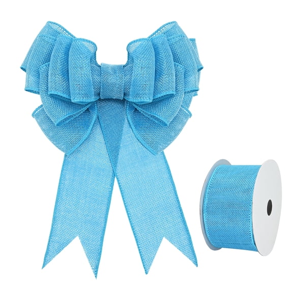 Burlap Wired Ribbon 2.5 Inch X 10 Yard Wired Ribbon for Gift Wrapping Wedding Decor Crafts Burlap Wreath Bow Christmas Tree BabyBlue