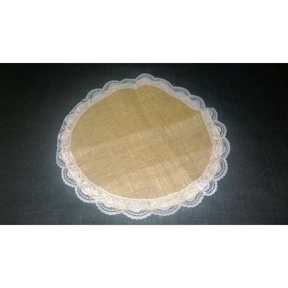 Burlap Circle with Lace White Wedding Table Charger Decor