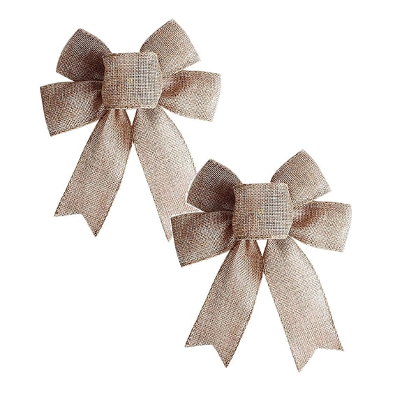 Burlap Wreath Rustic Jute Bow Christmas Tree Topper Ornament for Birthday Wedding Holiday Party Decorations