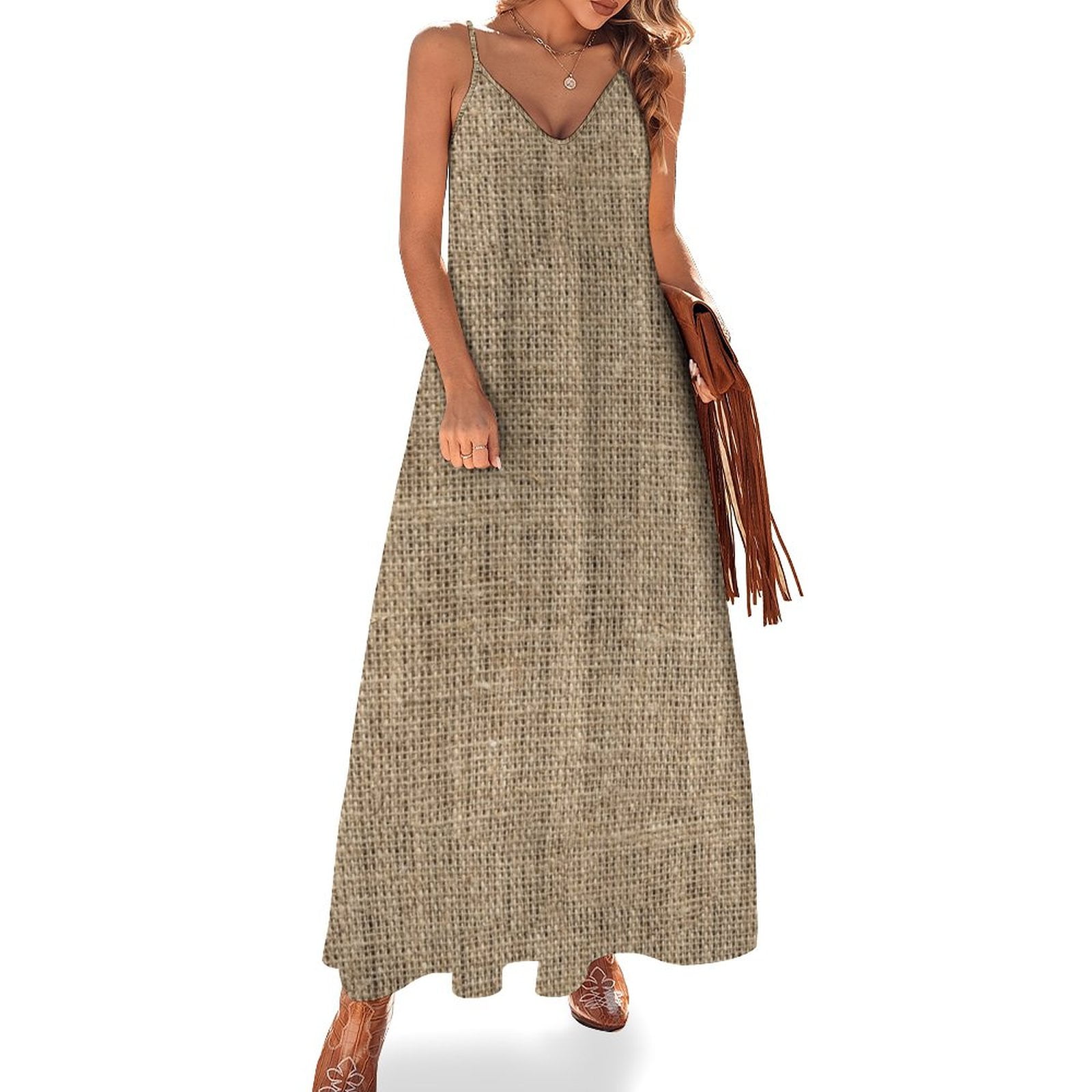Burlap-texture-Sleeveless-