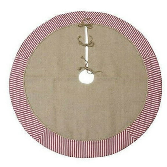 Burlap with Ticking Christmas Tree Skirt 48 Inch New