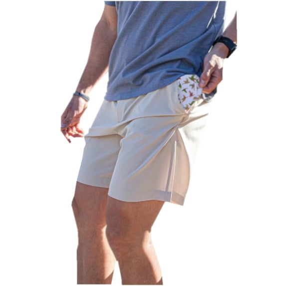 Burlebo Men's Everyday Shorts (Light Khaki- Flying Duck Pockets, X-Large)