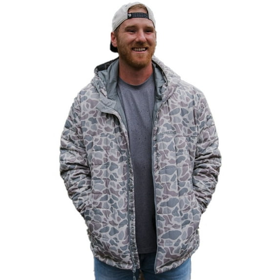 Burlebo Men's Horizontal Quilted Insulated Puffer Jacket with Hood