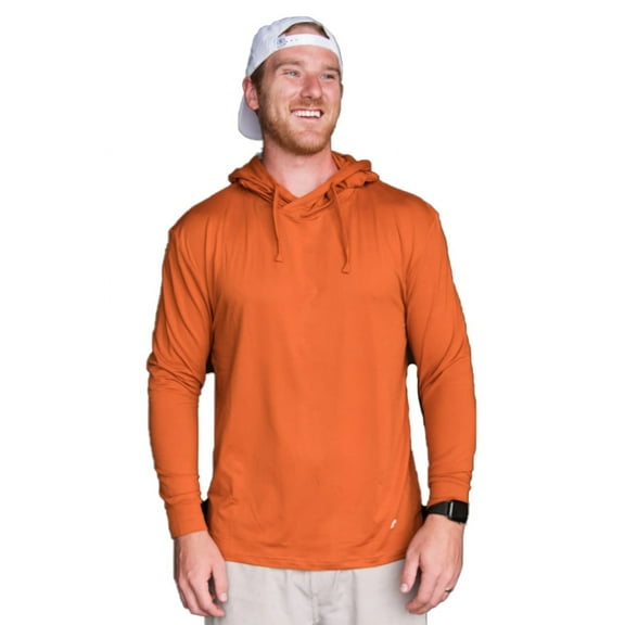 Burlebo Men's Long Sleeve Hoodie Sweatshirt (Orange, Small)