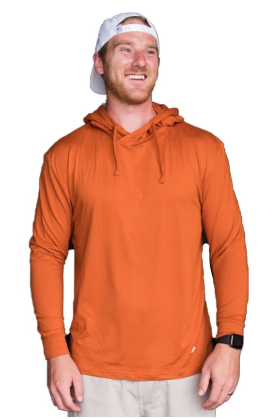 Men's Long Sleeve Hoodie Sweatshirt (Orange, Small)