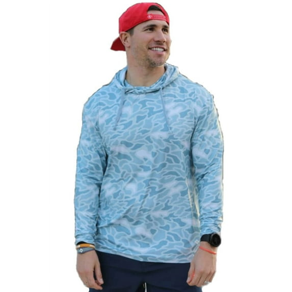 Burlebo Men's Long Sleeve Hoodie Sweatshirt (Seaside Camo, X-Large)