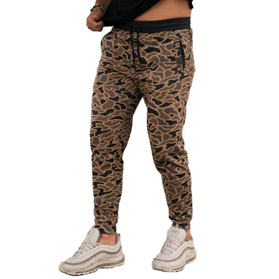 Burlebo Men's Performance Fleece Jogger Pants (Gauge Camo, Large)