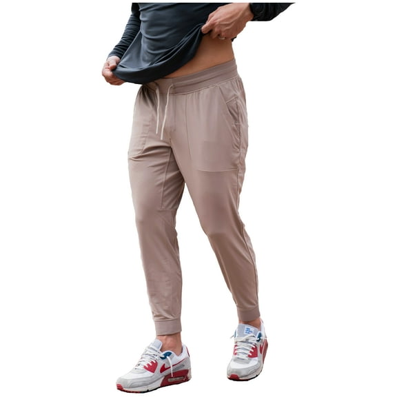 Burlebo Men's Performance Joggers (Cobblestone, Large)