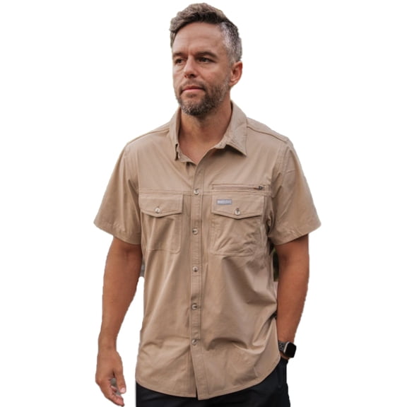 Burlebo Men's Performance Short Sleeve Button Up Fishing Shirt