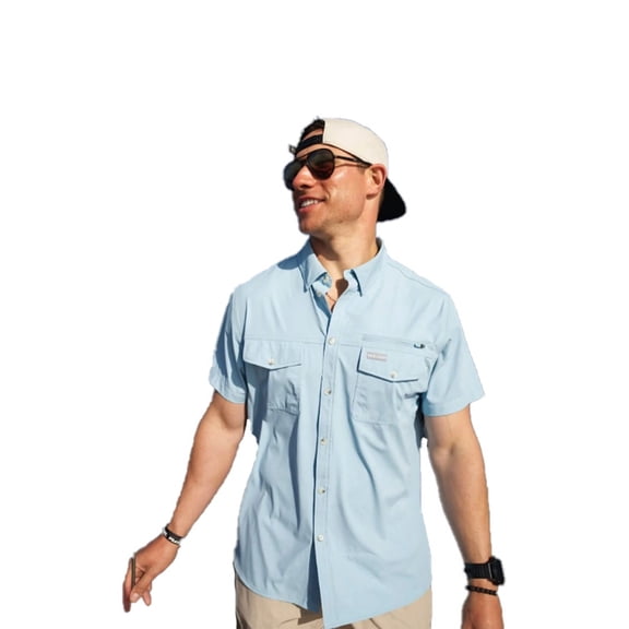 Burlebo Men's Performance Short Sleeve Button Up Fishing Shirt