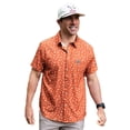 thumbnail image 1 of Burlebo Men's Performance Short Sleeve Button Up Shirt (Lone Star State Orange, XX-Large), 1 of 2