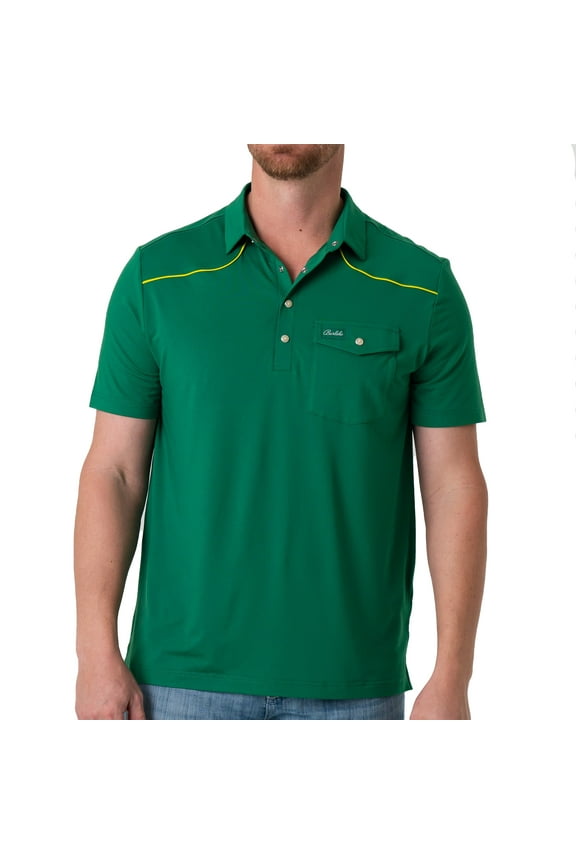 Men's Performance Short Sleeve Pearl Snap Polo Golf Shirt