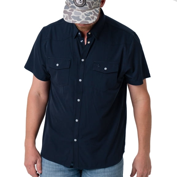 Burlebo Men's Performance Western Short Sleeve Pearl Snap Button Up Shirt