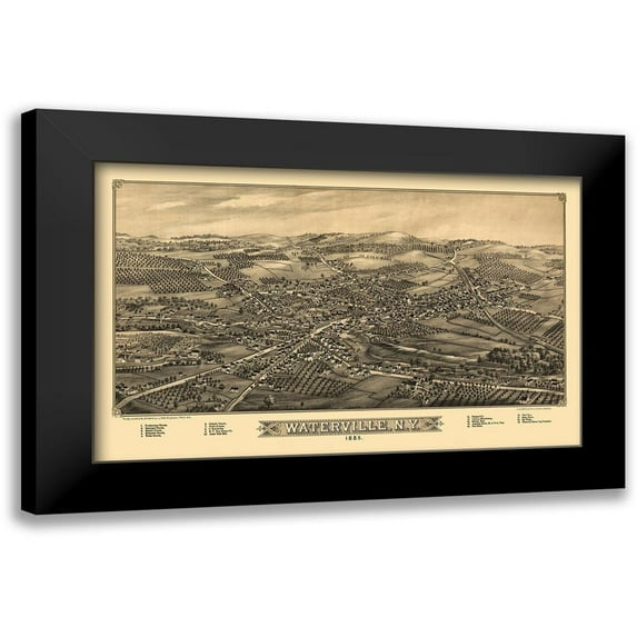 Burleigh 14x10 Black Modern Framed Museum Art Print Titled - Waterville New York - Burleigh 1885