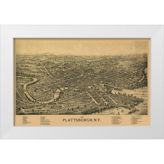 Burleigh 14x10 White Modern Wood Framed Museum Art Print Titled - Plattsburgh New York - Burleigh 1899