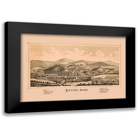 Burleigh 14x11 Black Modern Framed Museum Art Print Titled - Erving Massachusetts - Burleigh 1891