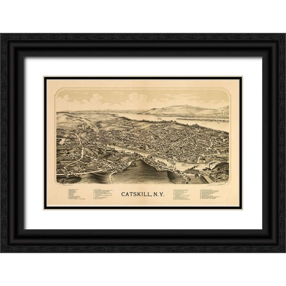 Burleigh 14x11 Black Ornate Wood Framed with Double Matting Museum Art Print Titled - Catskill New York - Burleigh 1889