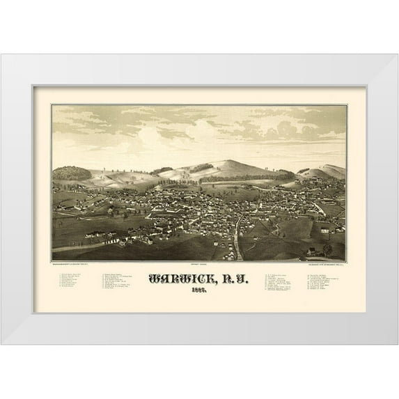 Burleigh 14x11 White Modern Wood Framed Museum Art Print Titled - Warwick New York - Burleigh 1887