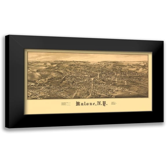 Burleigh 14x9 Black Modern Framed Museum Art Print Titled - Malone New York - Burleigh 1886