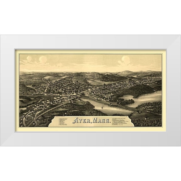 Burleigh 14x9 White Modern Wood Framed Museum Art Print Titled - Ayer Massachusetts - Burleigh 1886