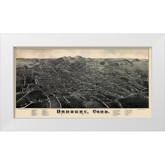 Burleigh 14x9 White Modern Wood Framed Museum Art Print Titled - Danbury Connecticut - Burleigh 1884