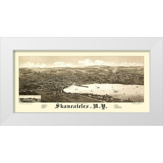 Burleigh 18x10 White Modern Wood Framed Museum Art Print Titled - Skaneateles New York - Burleigh 1884