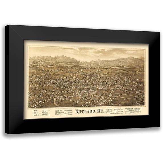 Burleigh 18x12 Black Modern Framed Museum Art Print Titled - Rutland Vermont - Burleigh 1885