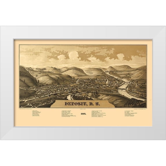 Burleigh 24x17 White Modern Wood Framed Museum Art Print Titled - Deposit New York - Burleigh 1887