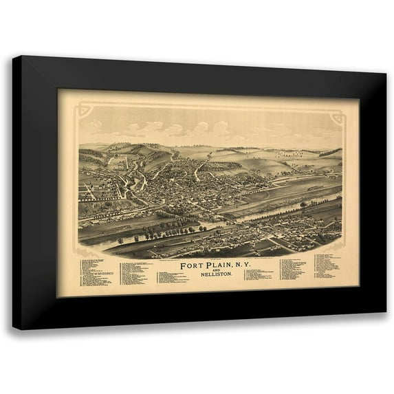 Burleigh 24x18 Black Modern Framed Museum Art Print Titled - Fort Plain Nelliston New York - Burleigh 1891