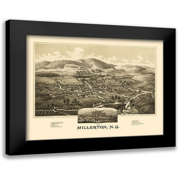 Burleigh 24x20 Black Modern Framed Museum Art Print Titled - Millerton New York - Burleigh 1887
