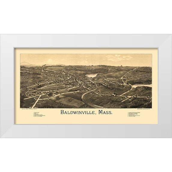 Burleigh 32x19 White Modern Wood Framed Museum Art Print Titled - Baldwinville Massachusetts - Burleigh 1886