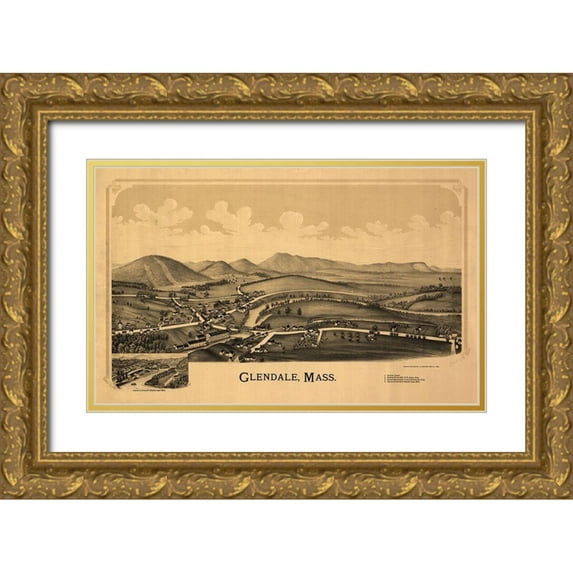 Burleigh 32x21 Gold Ornate Wood Framed with Double Matting Museum Art Print Titled - Glendale Massachusetts - Burleigh 1890