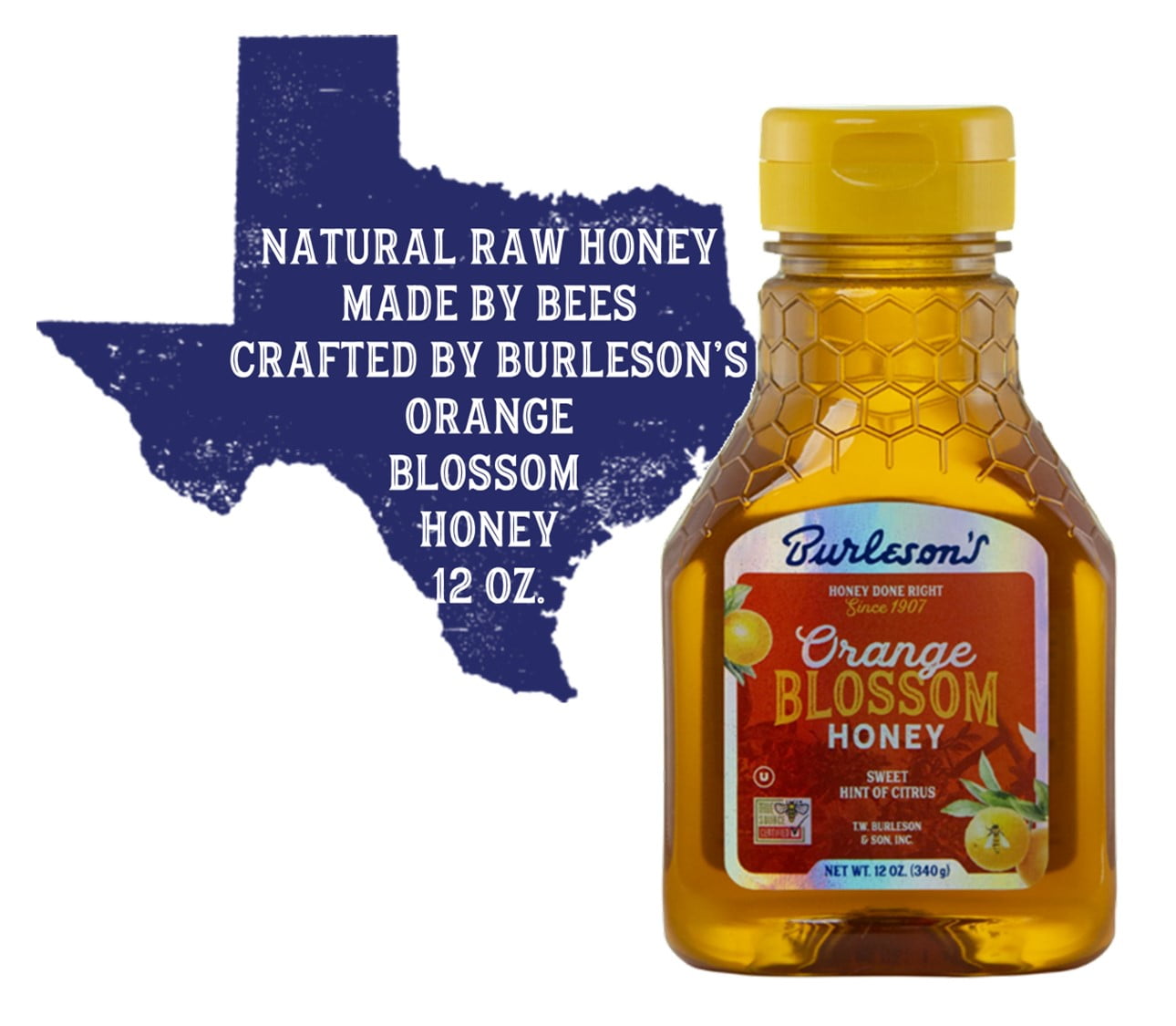 Burleson's Orange Blossom Pure Honey, 12 oz - Walmart.com