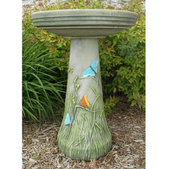 Burley Clay Hand Tinted Butterfly Ceramic Bird Bath
