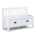 thumbnail image 1 of Simpli Home Burlington SOLID WOOD 42 inch Wide Transitional Entryway Storage Bench with Drawers in White, 1 of 8