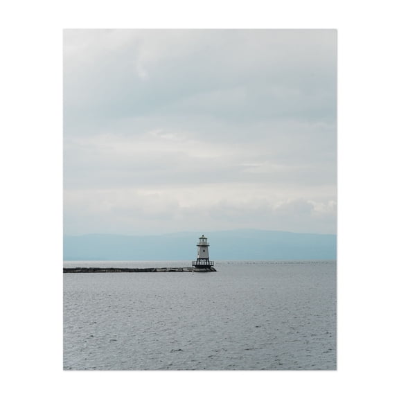 Burlington Breakwater North Lighthouse 01 - Burlington Vermont Photography Lighthouse Coast Ocean Water Scenic Minimalist Landscape Unframed Wall Art Print 6 x 8 inches