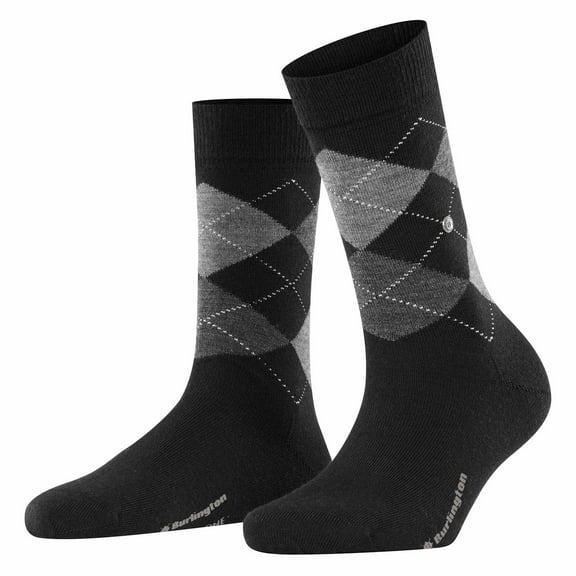 Burlington Ladies Socks Marylebone - Short Socks, Diamond Pattern, Onesize Black 36-41