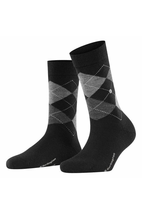 Burlington Ladies Socks Marylebone - Short Socks, Diamond Pattern, Onesize Black 36-41